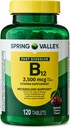 Vitamin B12 Quick-Dissolve Tablets Dietary Supplement, 2,500 Mcg, Cherry, 120 Count and Portable Pill Container (2 Items)
