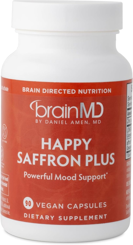 Dr Amen BrainMD Happy Saffron Plus - 90 Capsules, Pack of 2 - Saffron Flower Extract, Curcumin & Bora - Vegan, Gluten Free - 60 Toplam Hizmetler