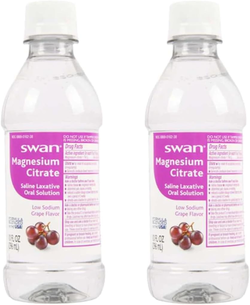 Swan Citrate Oral Laxitive Solution for Occasional Constipation Grape Flavor (2-10oz Şişeler)
