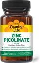 Ülke Life çinko Picolinate 25 mg - Immune Support, Prostate Health & Cellular Wellness - Sertifikalı Gluten-Free, Vegan & Halal, Non-GMO - 100 Tabletler