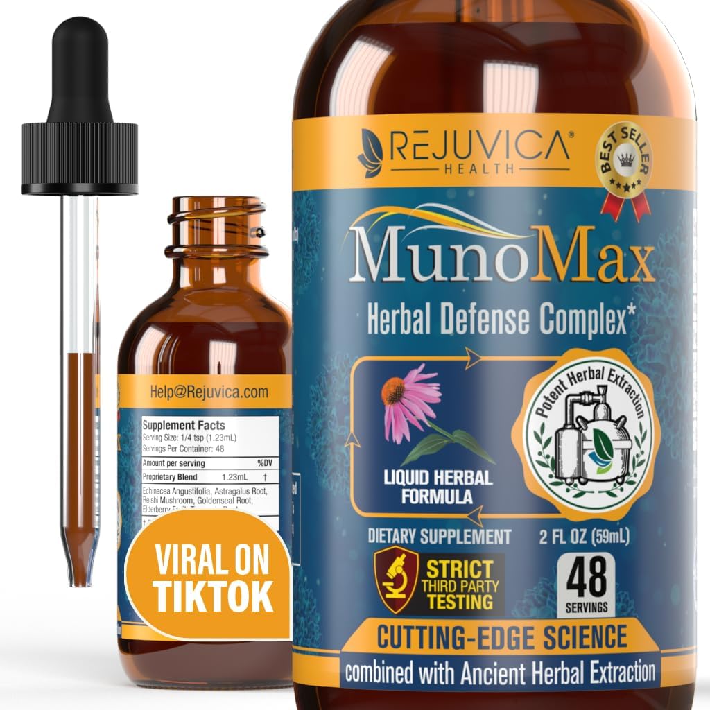MunoMax - Gelişmiş Immune Support Supplement - Daha İyi Abhidrasyon için Sıvı Teslimat - Echinacea, Astragalus, Reishi, Goldenseal, Elderberry & More!