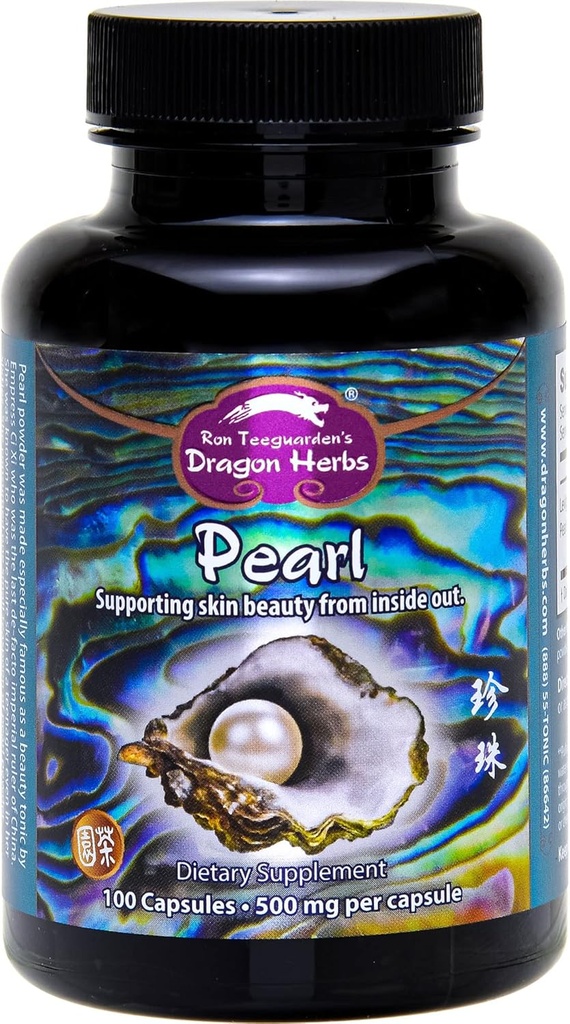 Dragon Herbs Pearl Toz Capsules - Pure Pearl Toz Supplement to Support Skin, Eyes, Nails, Beauty | All Natural Materialss, Non-GMO (100 Capsules, 500 mg Per Capsule)