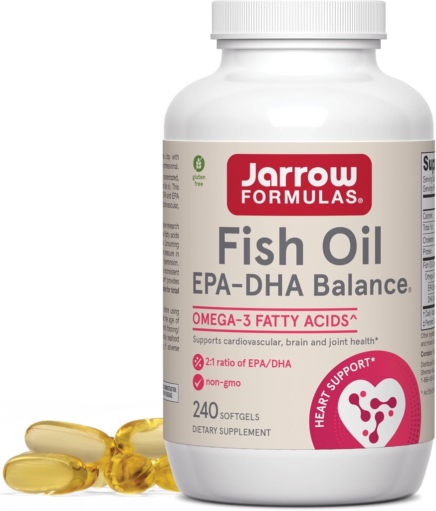 Jarrow Formulas EPA- DHA Balance, 1.200 mg Ωμέγα-3 λιπαρά οξέα για καρδιοαγγειακή υποστήριξη, 240 Softgels, 120 Ημέρα προσφοράς