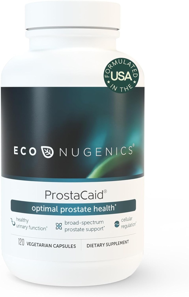 EcoNugenics ProstaCaid – Prostate Health Supplement for Men with Saw Palmetto Extract, Berberine, Turmeric BCM-95 Circumin, Quercetin, DIM, Μανιτάρια – Βοηθά w/Detox, ανοσοποιητική υποστήριξη – 120 κάψουλες