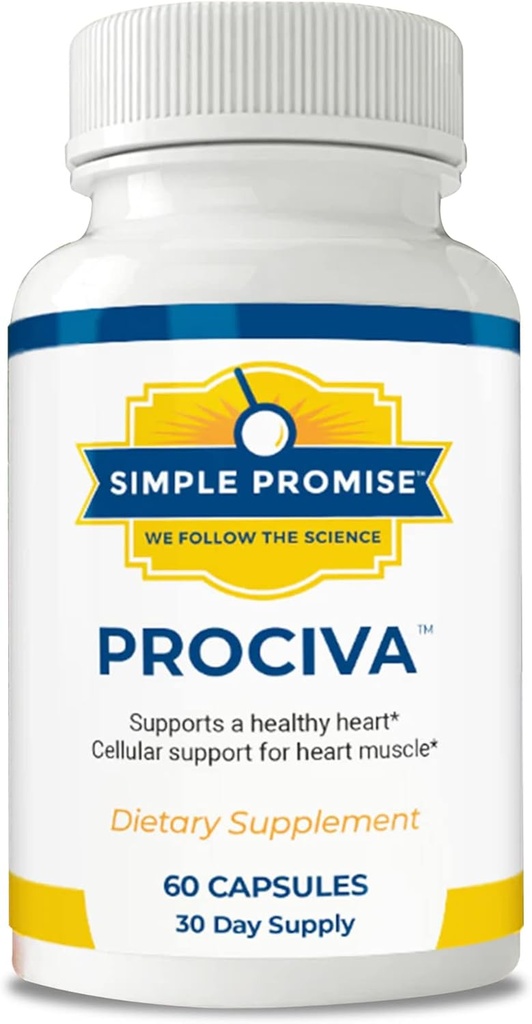 Basit Promise Prociva - Arjuna Bark Extract Heart Health Supplement with Folic Acid, Vitamin D & Magnezyum - Herbal Blood Basınç Desteği ve Erkekler ve Kadınlar için Sağlıklı Kalp Bakım - 60 Capsules