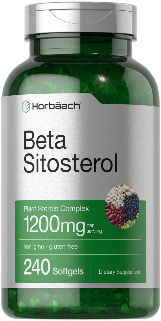 Horbäach Beta Sitosterol 1200 mg | 240 Softgel Capsules | Mega Strength | Plant Sterols Kompleks | Non-GMO, Gluten Free Supplement Supplement Supplement