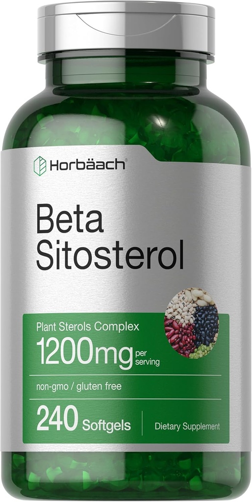 Horbäach Beta Sitosterol 1200 mg | 240 Softgel Capsules | Mega Strength | Plant Sterols Kompleks | Non-GMO, Gluten Free Supplement Supplement Supplement