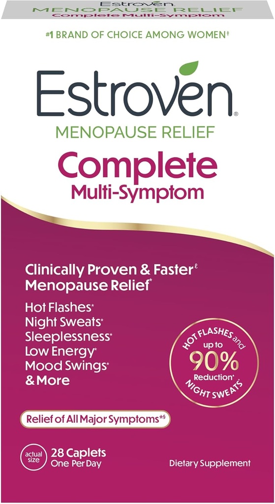 Estroven Kadınlar için Multi-Symptom Menopause Tamam, 28 Ct., Klinik olarak Proven Malzemeler Menopause Relief & Night Sweats & Hot Flash Relief* Drug-Free & Non-GMO