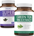 Antioksis & Green Tea Extract (1-Month Supply) Antioksi Green Fusion - Super Antioksis - Güçlü Super Food Daily Mix (120 Caps) & Green Tea Extract with EGCG Polyol Catechins (60 Caps)