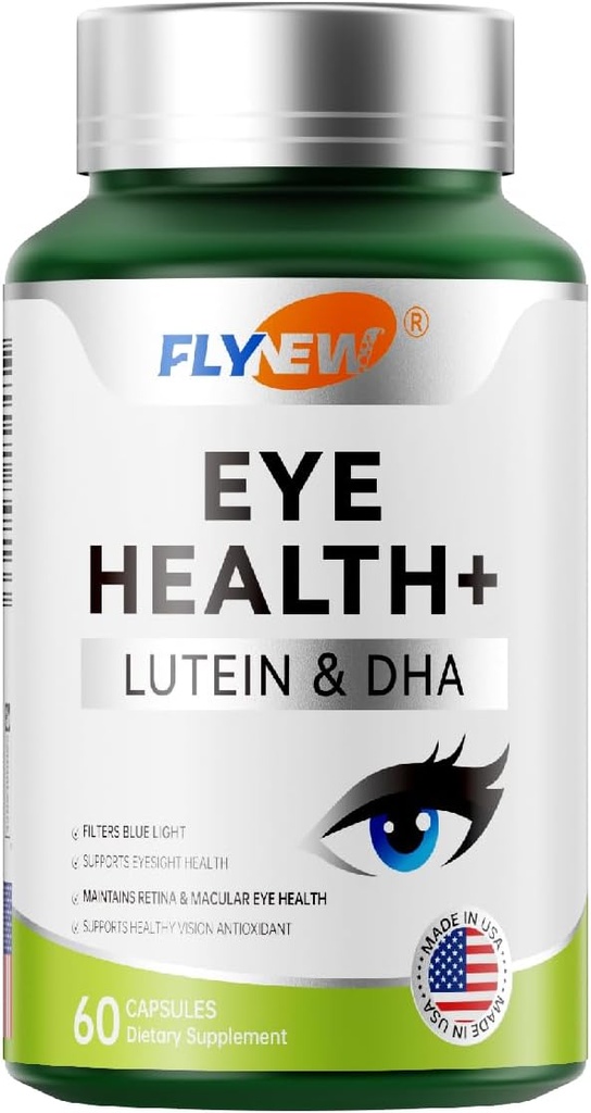 Eye Health Supplement, Eye Care with Lutein & DHA, Anthocyanin Rich Blueberry Extract, Zeaxanthin from Marialtı Flower Extract丨Made in USA 60 Capsules