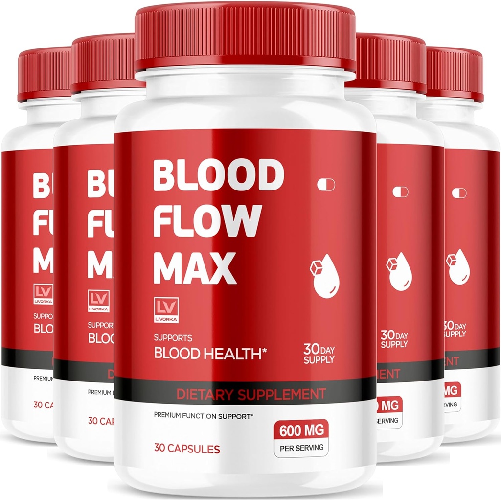 LIVORKA (5 Pack Blood Flow Max, Blood Flow Max Capsules, Blood Flow Max Blood Support, BloodFlow Max, Blood Flow Capsules for Generall Wellness, Blood Flow Max Pills, 150 Capsules for 5 Ay