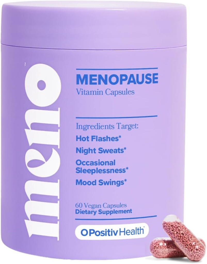 O Positiv MENO Vitamins for Menopause - Hormon-Free Menopause Supplement for Women - Black Cohosh & Ashwagandha KSM-66 - Helps Relieve Hot Flashes, Night Sweats, Mood Swings - 30 Hizmetler (Polonya Cohosh & Ashwagandha KSM-66)