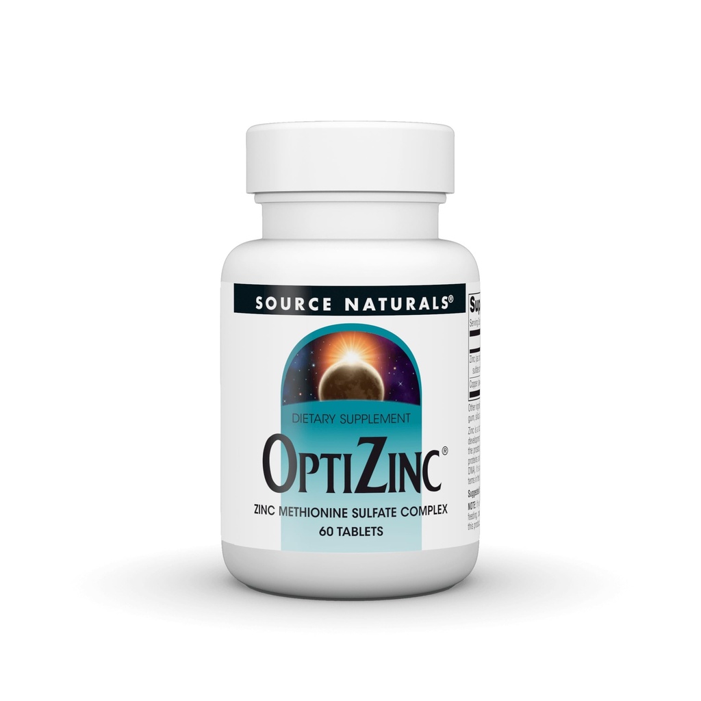 Source Naturals OptiZinc Çinko Methionine Sulfate Kompleksi & Diyet Supplement - 60 Tablet