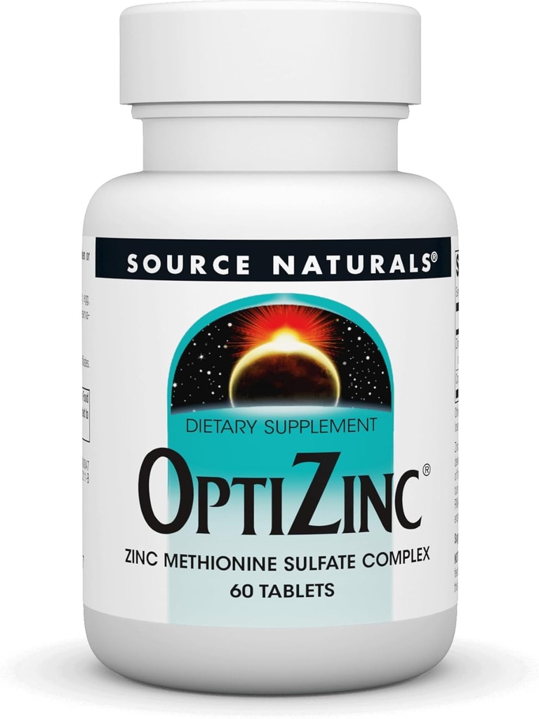 Source Naturals OptiZinc ψευδάργυρος Μεθειονίνη Sulfate Complex & Συμπλήρωμα διατροφής - 60 δισκία