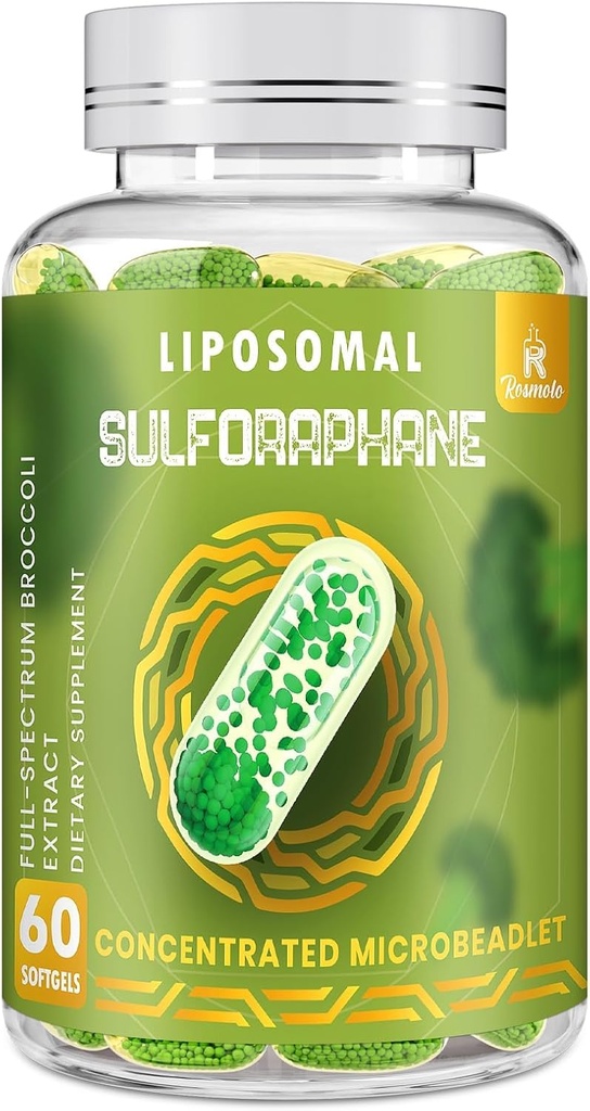 800 MG Liposomal Sulforafane, Ισχυρή διπλή-παράδοση για μέγιστη απορρόφηση & ισχύς, πλήρες εκχύλισμα μοσχοκάρυδων, αντιοξειδωτικό & συμπλήρωμα ήπατος, 60 Softgels