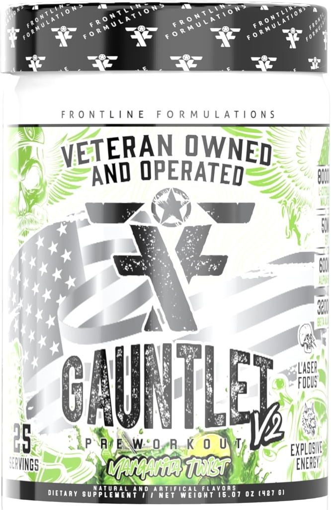 Gauntlet Pre-Workout Toz, Explosive Workouts, Laser Focus, Mid Stim, Amazing Flavor, Gazi Kendin ve Kontrollü (25 Hizmet, Margarita Twist)