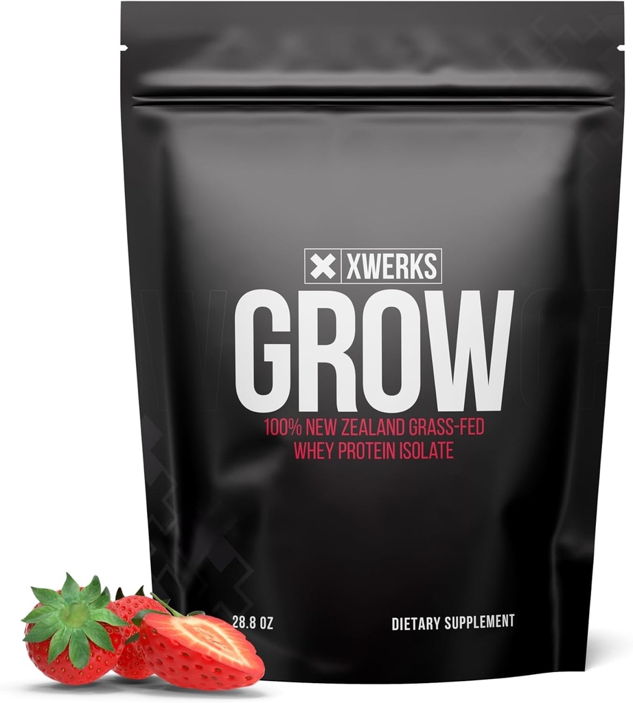 Xwerks% 100 Yeni Zelanda Grass Fed Whey proteini, 25g Pure Isolate Protein Tozu Servisi, All Natural Paleo ve Keto Friendly, Soy Free Gluten Free Easy to Digest, Strawberry, 30 Servisler