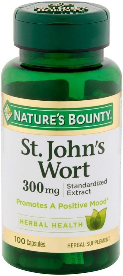 Nature's Bounty St. John's Wort Pills ve Herbal Health Supplement, Olumlu Bir Mood, 300 mg Capsules, 100 Count, 2 Paket