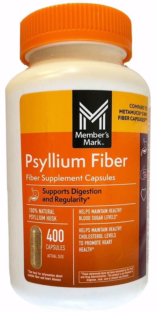Üye Mark 100% Doğal Psyllium Husk Fiber Capsules, Digestive Health, 400 Count (4000 of 1)