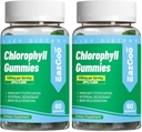 2 Pack Chlorophyll Gummies for Body Odor Deodorant*, Sugar Free Chewable Chlorophyll for Immune Support Women Vegan Non-GMO, 120 Count Count Count