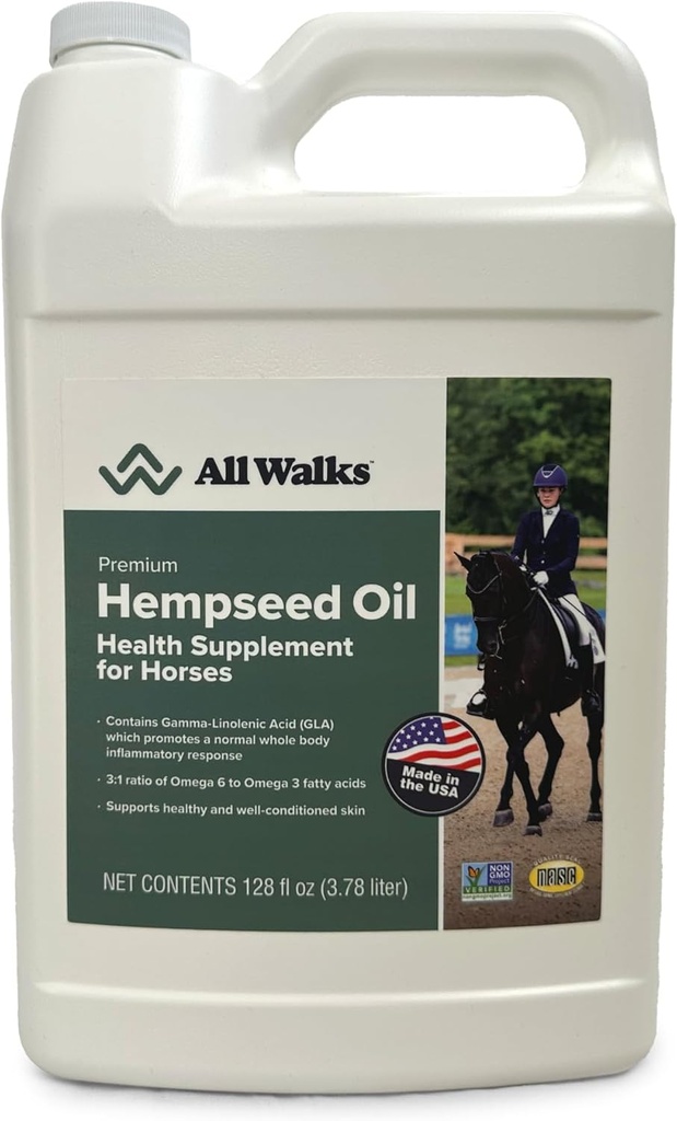 Όλα τα πόδια Hempseed Oil, 1 Gallon, συμπλήρωμα υγείας για τα άλογα, υποστήριξη για υγιή και καλά conditioned δέρμα