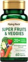 Piping Rock Meyveleri ve Veggies Supplement | 60 Capsules | Superfood Meyve ve Sebze Vitaminleri | Prebiyotik Mix | Vegetarian Formula | Non-GMO, Gluten Free