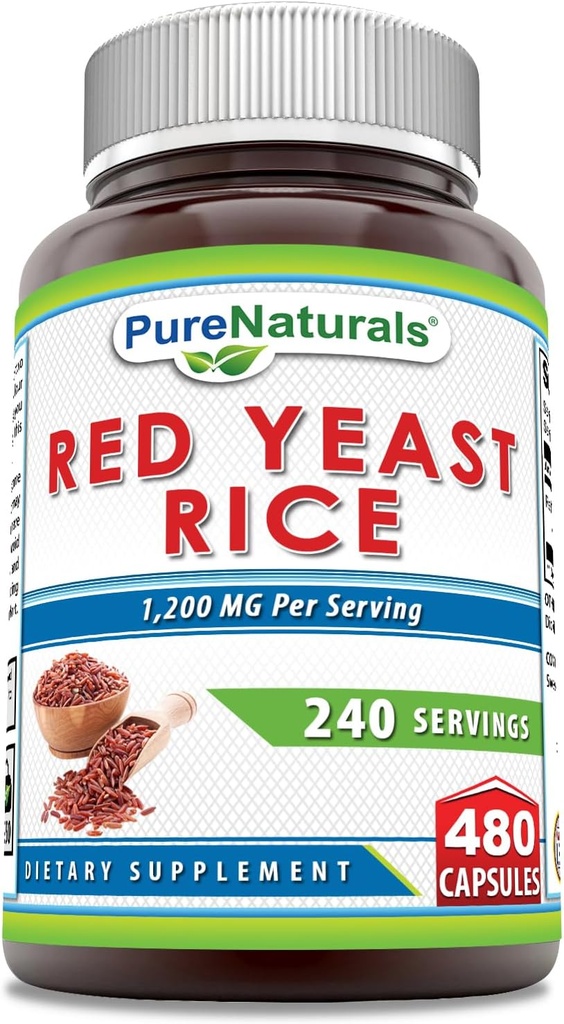Saf Naturals Red Yeast Rice 1200 Mg hizmet başına Capsules Supplement | Non-GMO | Gluten Free | Made in USA (480 Count)