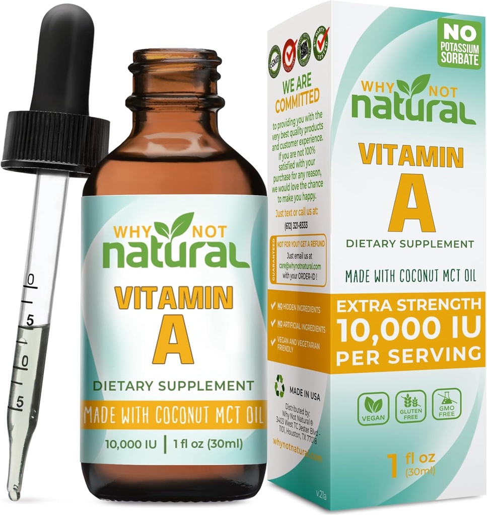 Neden Doğal Vitaminler 10000 IU - Sıvı retinyl Palmitate ile Coconut MCT Oil, Vegan VIT A Supplement for Skin - 1 oz sublingual Tincture