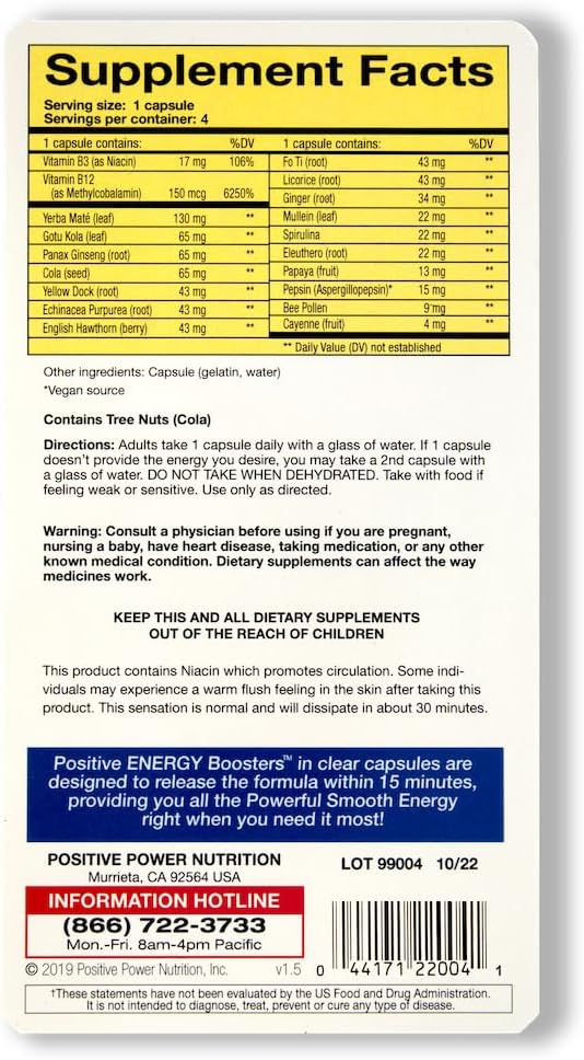 VitaBoost Pozitif Güç Enerji Tasarrufu - Herbs, B-12, Arı Pollen, Jitter-Free Smooth Energy, Quick & Safe, No Caffeine, Ephedra, or Guarana (4)