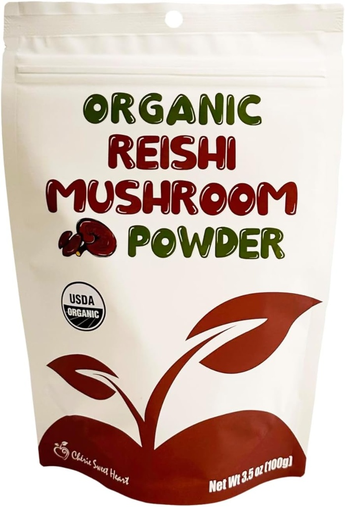 Cherie Sweet Heart Organic Reishi Mushroom Powder, 3,5 Oz, Ανοσοποιητική ενίσχυση, Coffee Enhancer (Packaging May Vary)