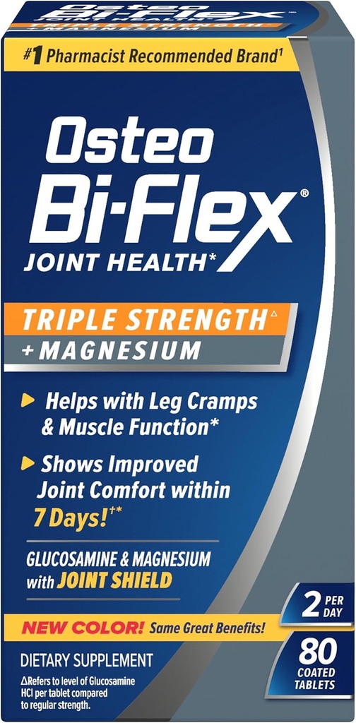 Osteo Bi- Flex Triple Strength Joint Supplement με Γλυκοσαμίνη & Μαγνήσιο, Χωρίς Γλουτένη, 80 δισκία