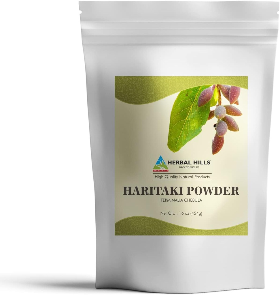 HERBAL HILLS Haritaki Toz Terminalia Chebula Inknut Harde 1 Pound / 16 Oz Paketi