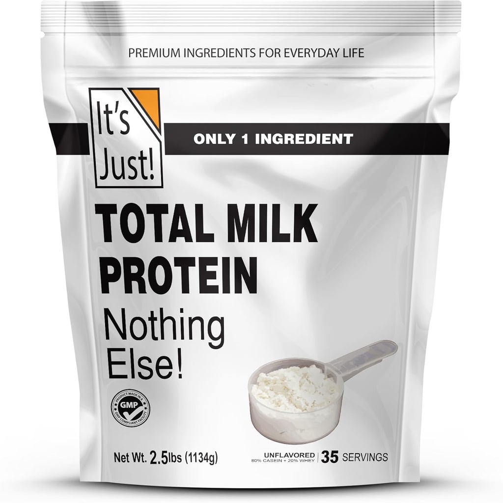 Είναι απλά! - Ολική συμπυκνωμένη σκόνη πρωτεΐνης γάλακτος (περιέχει: 80% καζεΐνη / 20% Whey), Heavy Metal Tested, No Added Flavors, Non-GMO, Χωρίς γλουτένη (2,5 Λίρες, Χωρίς γεύση)
