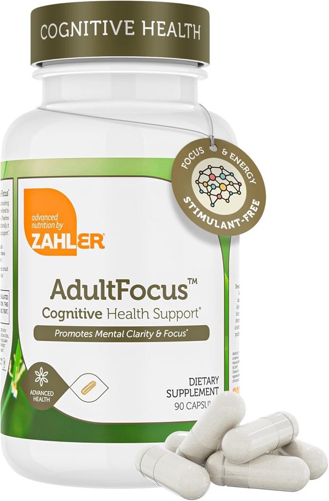 Zahler AdultFocus, Σύνθετη Φόρμουλα για την υποστήριξη εστίασης και συγκέντρωσης, Certified Kosher, 60 κάψουλες