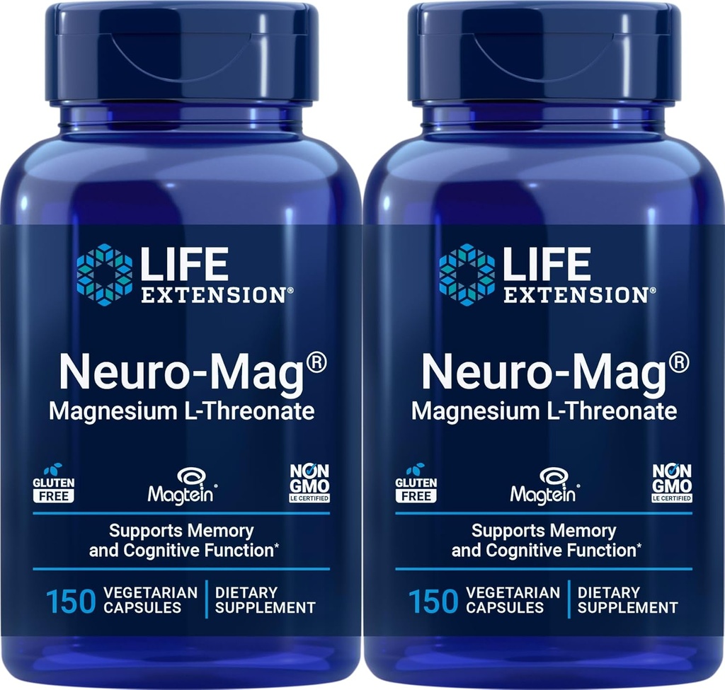 Life Extension Neuro-Mag 150 Vegetarian Capsules (Pack of 2), L-Threonate, Magtein Supplement
