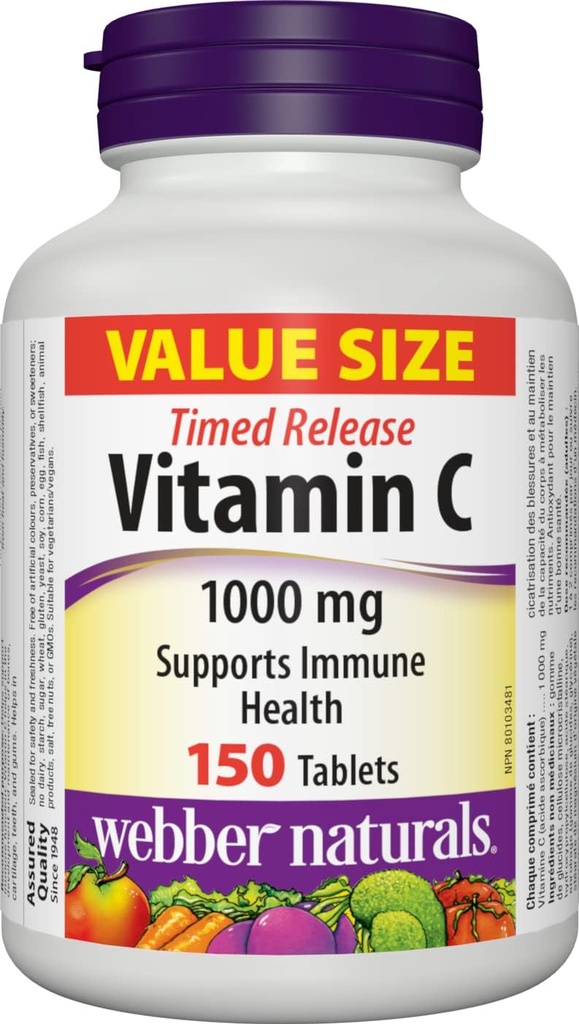 Webber Naturals Vitamin C Time release 1000 mg, 150 Tablet