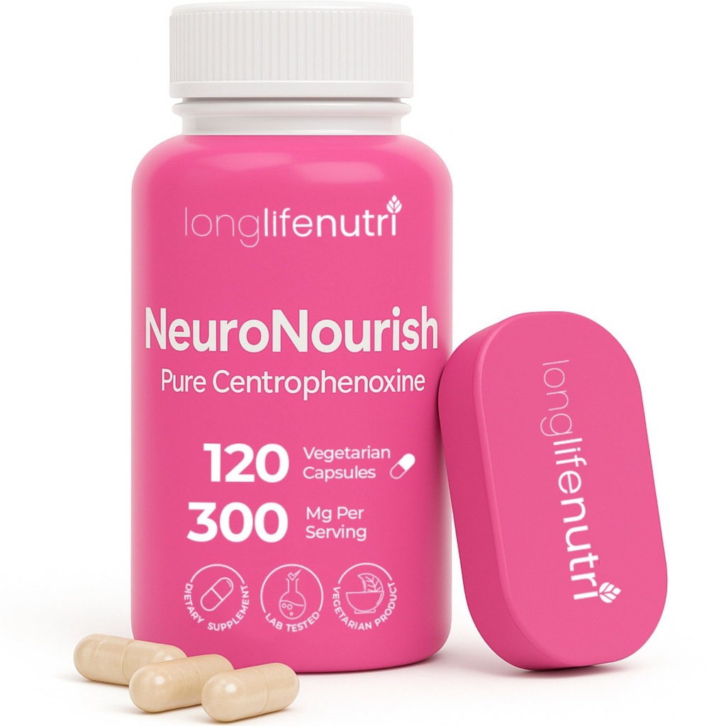 NeuroNourish (Centrophenoxine) 300mg - DMAE & pCPA, 120 κάψουλες χορτοφάγων, 4-μηνη παροχή, φυσικό Nootropic για την ενίσχυση της μνήμης, εστίαση, & Γνωστική λειτουργία, GMP Certified, Made in USA