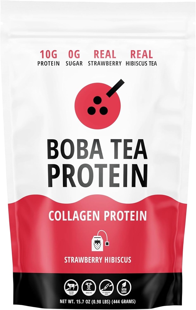 Strawberry Hibiscus Flavored Collagen | 30 Servings | Grass-Fed Hydrolyzed Bovine Collagen Powder for Men and Women | Promotes Hair, Nail, Skin, Bone, and Joint Health | No Added Sugar