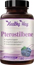 150 mg Pterostilbene Supplement - Sağlıklı Aging Immune Heart Skin ve Beyin Desteği için Günlük Antioksi Supplement - Doğal olarak ABD'de Yapılacak (180 Hizmet)