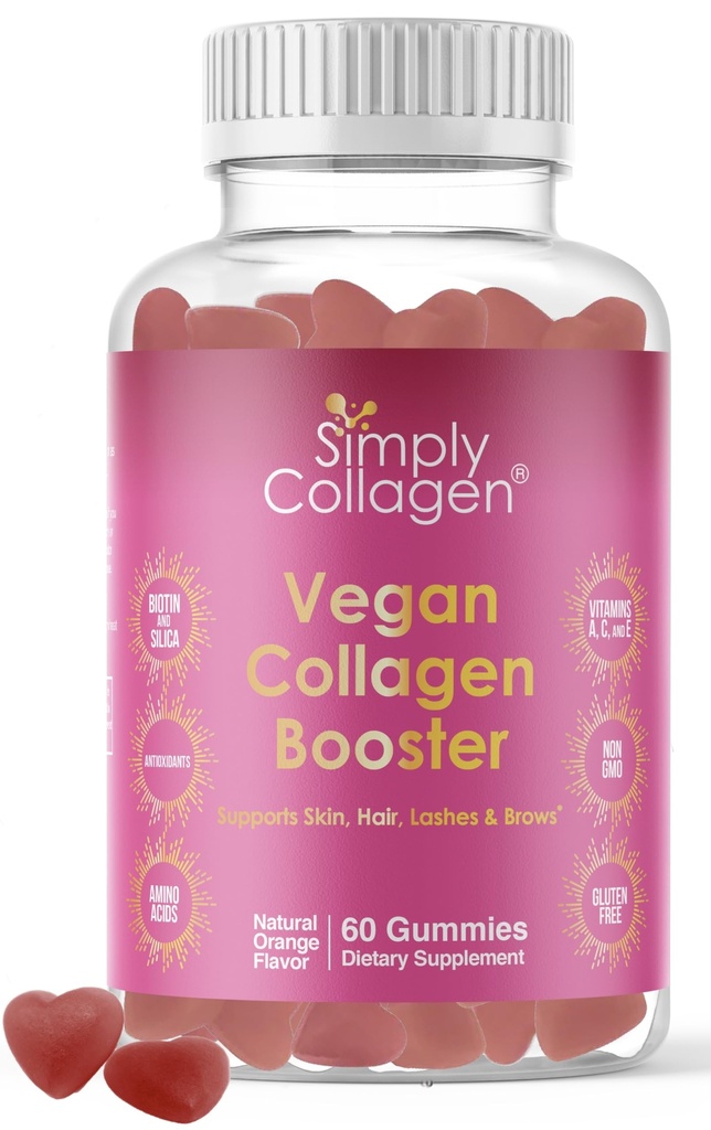 Basitçe Collagen® Vegan Collagen Branson Kadınlar ve Erkekler için Gummies - Genç ve Güzel Cilt, Saç, Nails & Lashes - Key Amino Asits & Antioksis Biotin, Vitamins A,C, & E