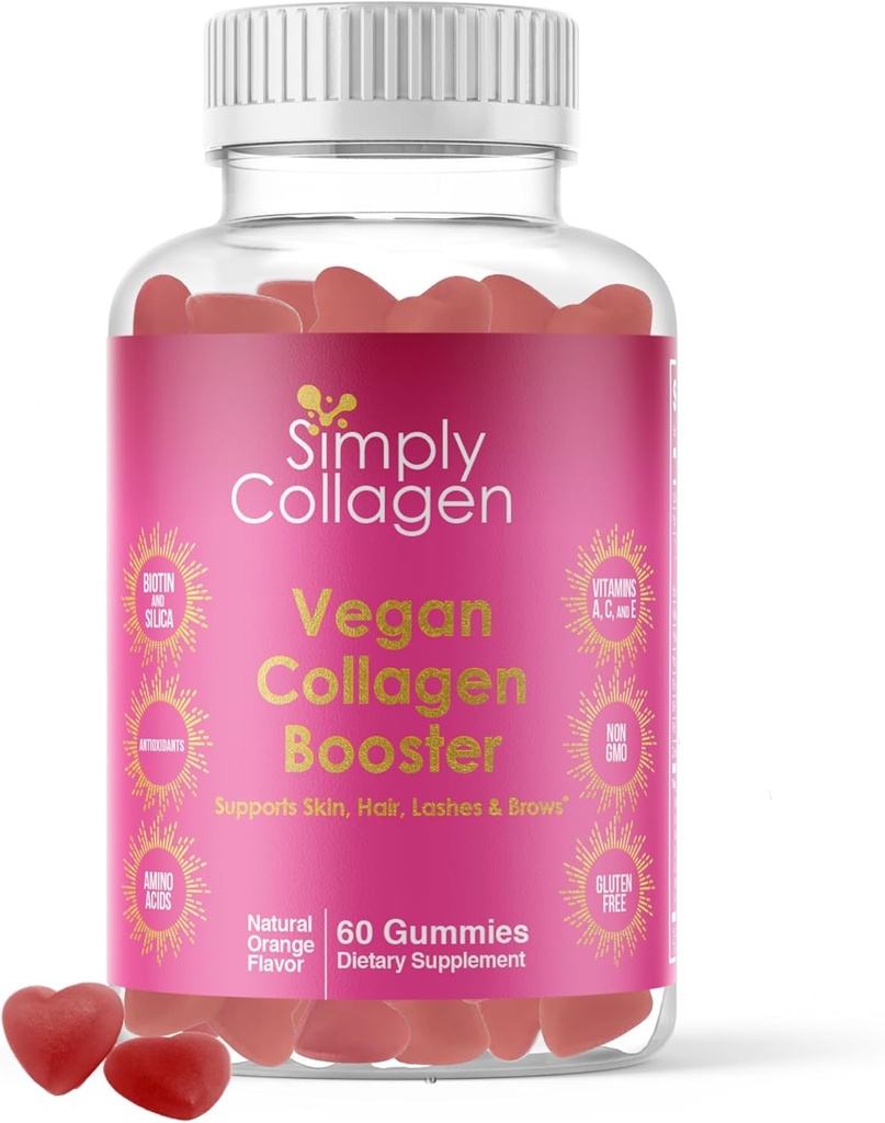Basitçe Collagen® Vegan Collagen Branson Kadınlar ve Erkekler için Gummies - Genç ve Güzel Cilt, Saç, Nails & Lashes - Key Amino Asits & Antioksis Biotin, Vitamins A,C, & E