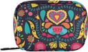 Travel Pill Organizer Εβδομαδιαία Μικρό Χαριτωμένο Κουτί Χάπια 7 Day Pill Περίπτωση Κρατητής Βιταμίνης Διοργανωτής Μπουκάλι (Black Floral Heart)