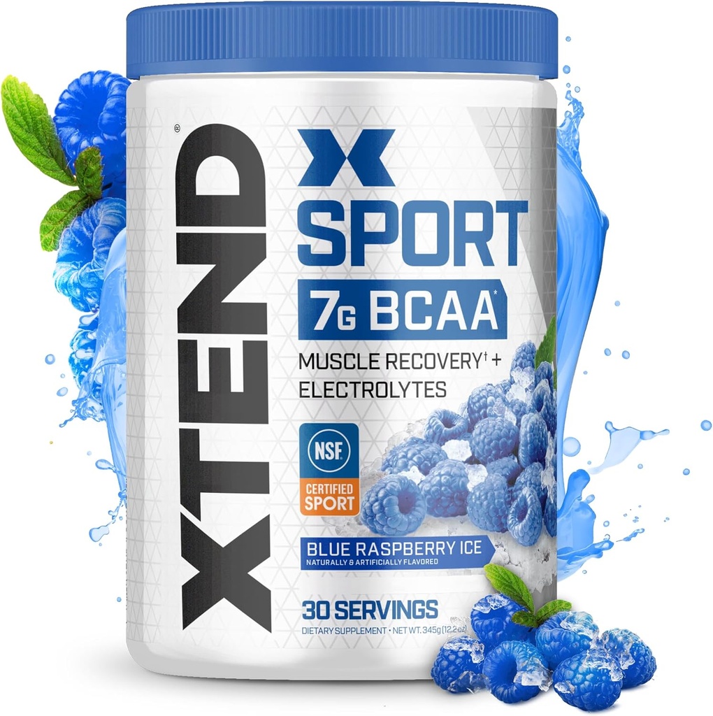 XTEND Sport BCAA Toz Blue Raspberry Buz - Sıvı Asitlerle Kurtarma ve Hydration için Elektrolyte Toz - 30 Hizmet