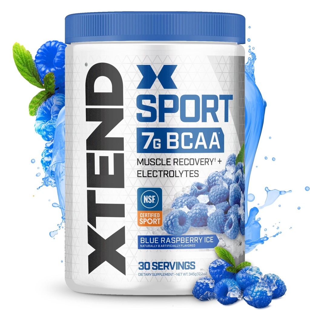 XTEND Sport BCAA Toz Blue Raspberry Buz - Sıvı Asitlerle Kurtarma ve Hydration için Elektrolyte Toz - 30 Hizmet