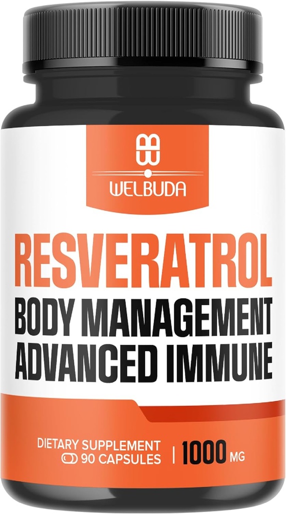 Trans-Resveratrol Συμπληρώματα Extract 30:1 με Elderberry, Echinacea, Grape Seed & More - Υποστήριξη ανοσοποιητικού συστήματος, Heart Health, Skin Health, Body Management - 90 Κάψουλες