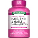 Doğanın Gerçek Saçları, Skin & Nails Vitamini | 5000 mcg Biotin | 165 Softgels | Collagen | Non-GMO & Gluten Free Supplement Supplement
