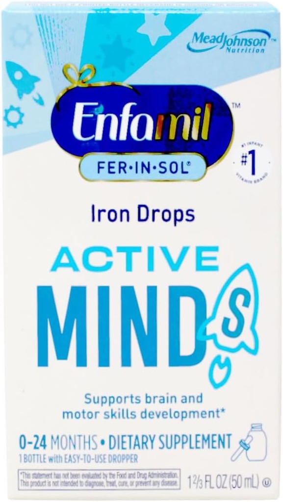 Enfamil Fer-In-Sol Iron Supplement Bebekler ve Toddler, 15 mg , 1.67 fl oz (50 ml)