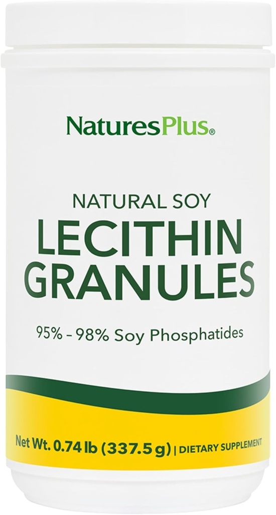 Natures Plus Lecithin Granules - 95% Soy Phosphatides, 12 oz - Lecithin Powder Supplement, Pleasant-Tasting, Oil-Free - Vegetarian, Gluten-Free - 45 Servings