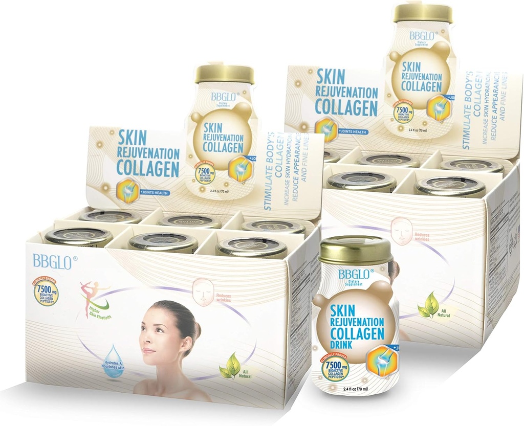 BBGLO® Skin Rejuvenation Collagen Drink - Anti Aging Complex, 2.4 fl. Oz (12 Şişe, Ortak)