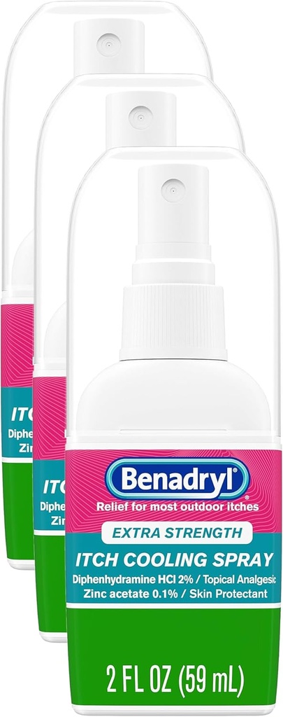 Benadryl Ekstra Güçlü Anti-Itch Spray, Soğutma Topical Analgesic, Travel Dimension, 2 fl. oz (Pack of 3)